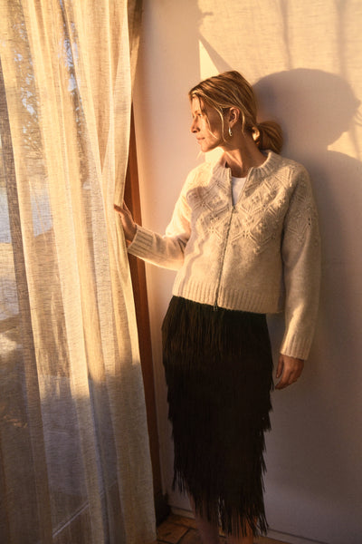 Part Two Vernie Zip Cardigan, French Oak Melange