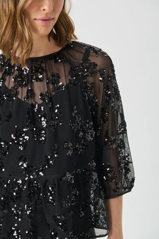 Part Two Vivan Sequin Top, Black