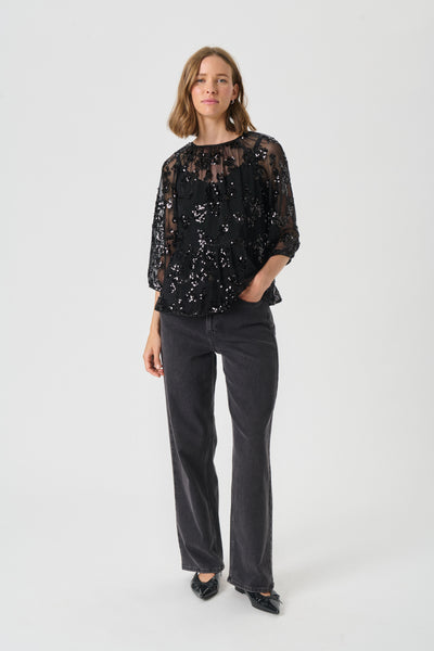 Part Two Vivan Sequin Top, Black