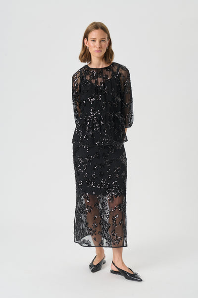 Part Two Vivan Sequin Top, Black