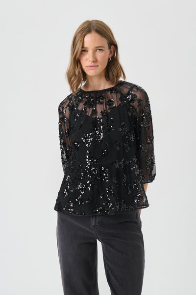 Part Two Vivan Sequin Top, Black