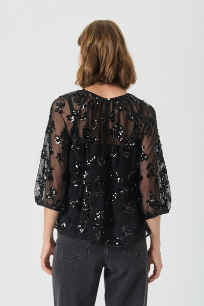 Part Two Vivan Sequin Top, Black
