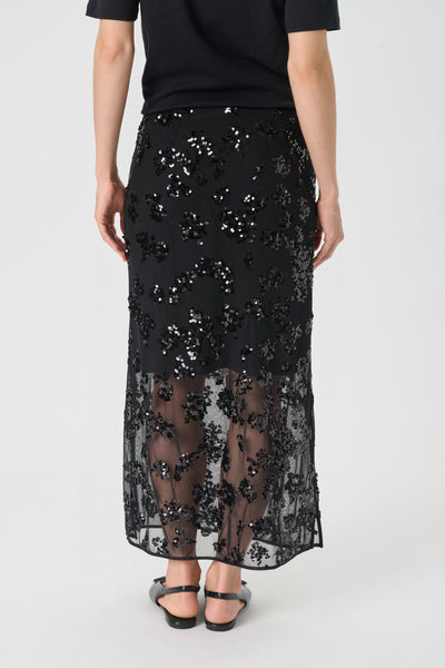 Part Two Vivika Sequin Skirt, Black