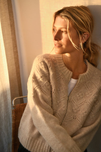 Part Two Vernie Zip Cardigan, French Oak Melange