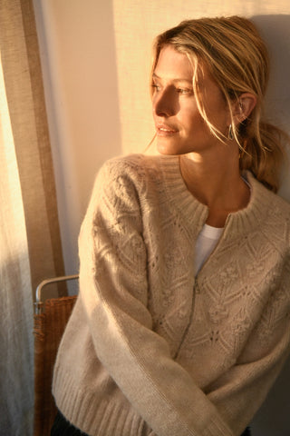 Part Two Vernie Zip Cardigan, French Oak Melange