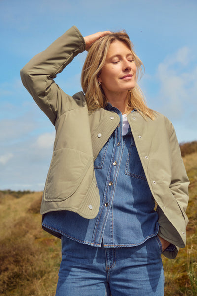 Part Two Yamina Jacket, Vetiver Green - Flax In Bloom