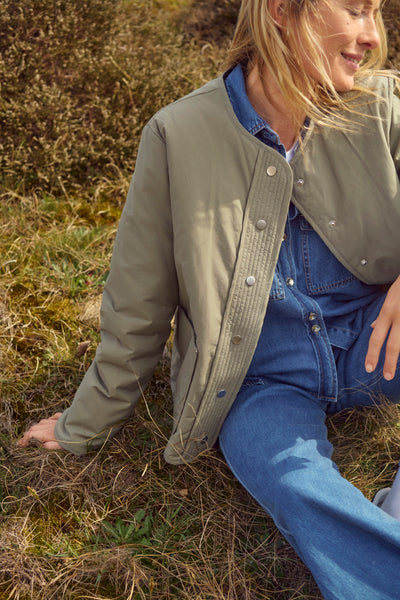 Part Two Yamina Jacket, Vetiver Green - Flax In Bloom