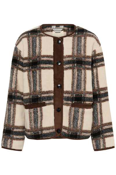 Part Two Ysabel Jacket, Brown Check - Flax In Bloom