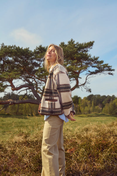 Part Two Ysabel Jacket, Brown Check - Flax In Bloom