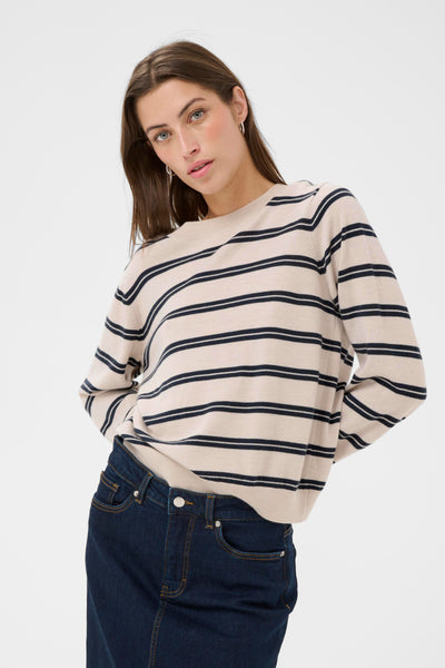 Part Two Yona Wool Knit, Dark Navy Stripe