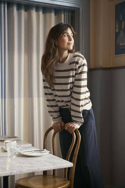 Part Two Yona Wool Knit, Dark Navy Stripe