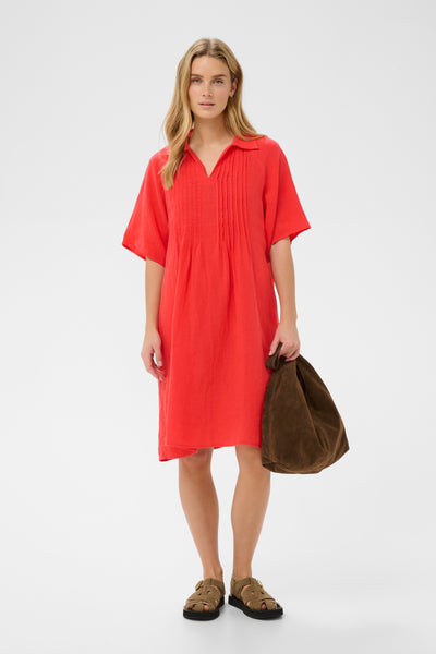 Part Two Ayla Linen Dress, Poppy Red
