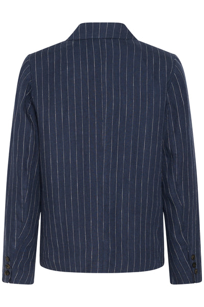 Part Two Alita Pinstripe Linen Blazer, Blue Nights