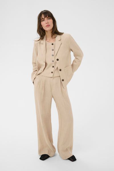 Part Two Alita Pinstripe Linen Blazer, Neutral