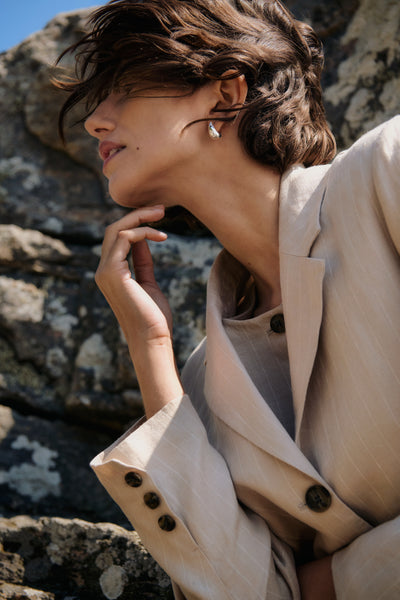 Part Two Alita Pinstripe Linen Blazer, Neutral