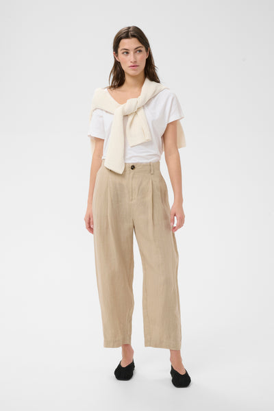 Part Two Nettas Linen Trousers, Neutral Pinstripe