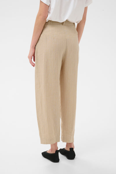 Part Two Nettas Linen Trousers, Neutral Pinstripe