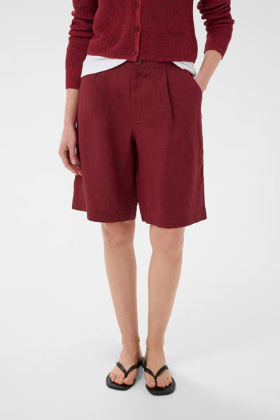 Part Two Bernia Linen Shorts, Burnt Russet