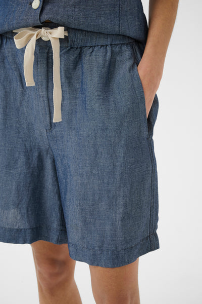 PART TWO Bettie Linen Blend Shorts, Blue Chambray