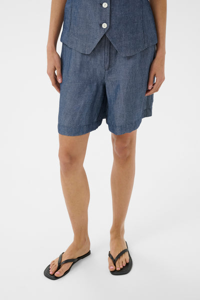 PART TWO Bettie Linen Blend Shorts, Blue Chambray