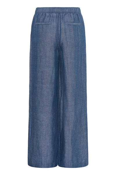 PART TWO Biana Linen Blend Trousers, Blue Chambray