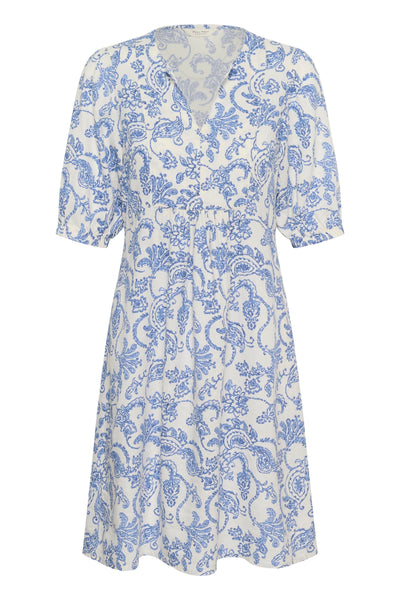 PART TWO Benete Linen Blend Dress, Blue Dot Paisley