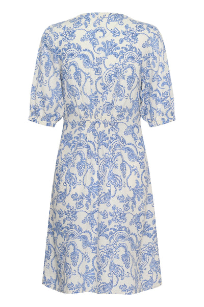 PART TWO Benete Linen Blend Dress, Blue Dot Paisley