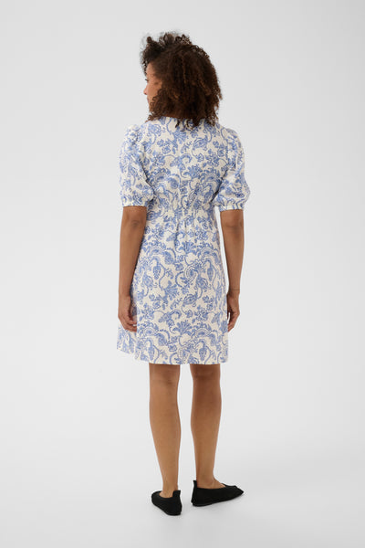 PART TWO Benete Linen Blend Dress, Blue Dot Paisley