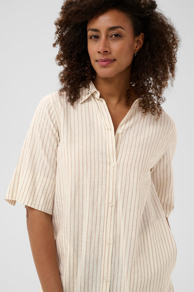 PART TWO Berrit Linen Blend Dress, Neutral Stripe
