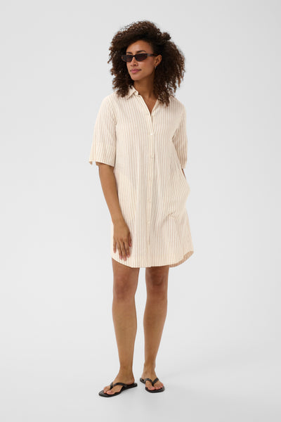 PART TWO Berrit Linen Blend Dress, Neutral Stripe