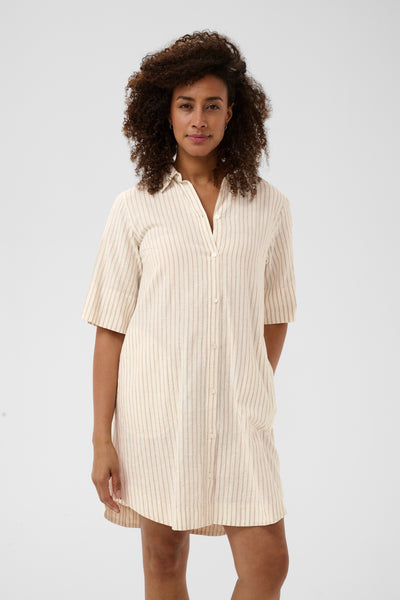 PART TWO Berrit Linen Blend Dress, Neutral Stripe