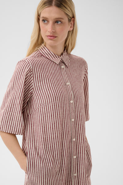 PART TWO Berrit Linen Blend Dress, Burnt Russet Stripe