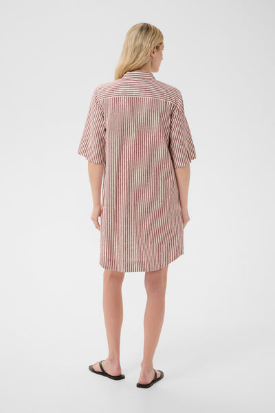 PART TWO Berrit Linen Blend Dress, Burnt Russet Stripe
