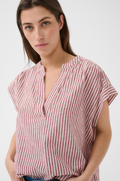 PART TWO Bettina Linen Blend Blouse, Burnt Russet Stripe