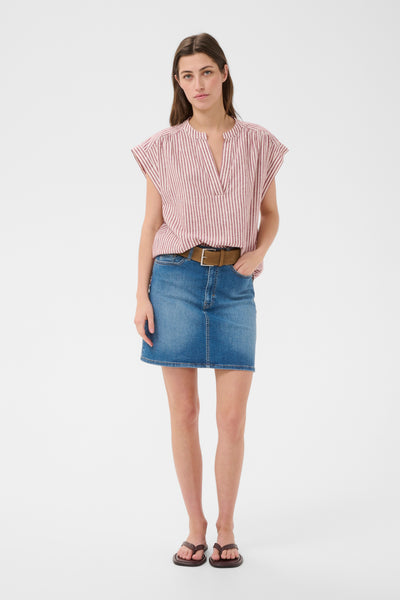 PART TWO Bettina Linen Blend Blouse, Burnt Russet Stripe