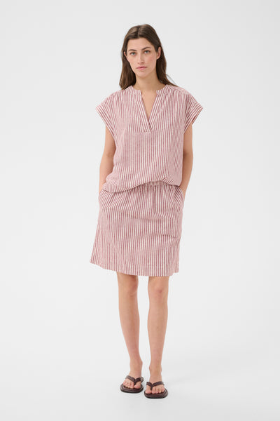 PART TWO Bettina Linen Blend Blouse, Burnt Russet Stripe