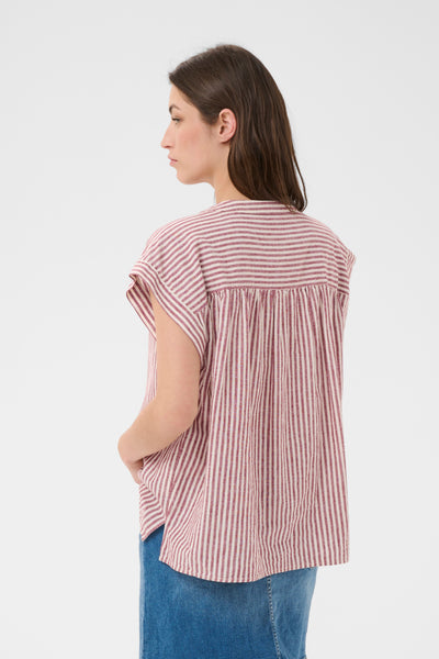 PART TWO Bettina Linen Blend Blouse, Burnt Russet Stripe