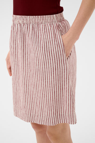 PART TWO Birgitt Linen Blend Skirt, Burnt Russet Stripe