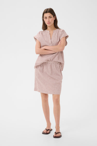 PART TWO Birgitt Linen Blend Skirt, Burnt Russet Stripe