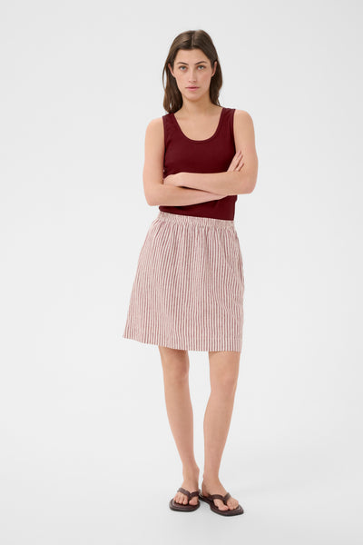 PART TWO Birgitt Linen Blend Skirt, Burnt Russet Stripe