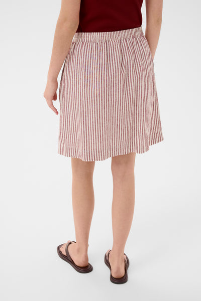 PART TWO Birgitt Linen Blend Skirt, Burnt Russet Stripe