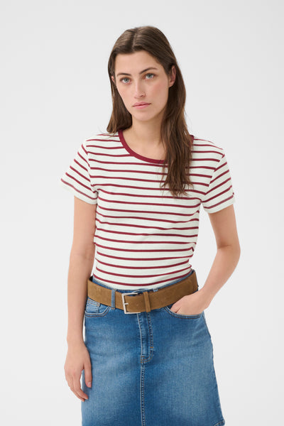 Part Two Rochelle T-Shirt, Burnt Russet Stripe
