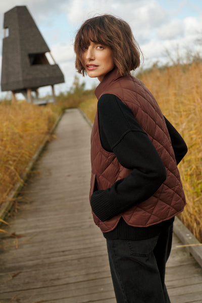 PART TWO Carlota Sleeveless Jacket, Downtown Brown