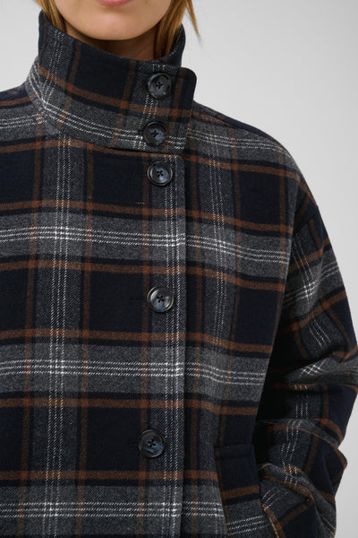 PART TWO Celly Wool Short Coat, Dark Navy Check