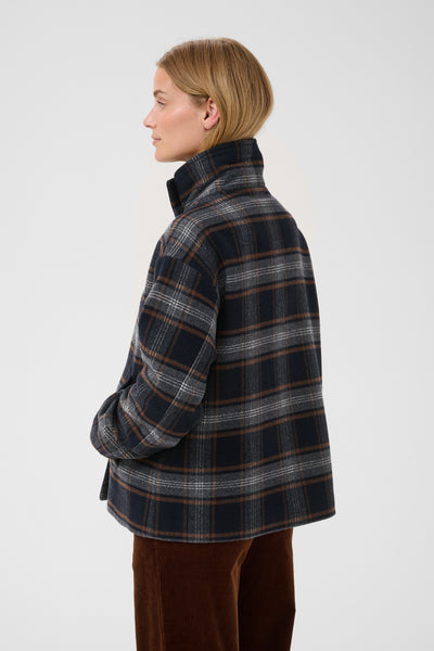 PART TWO Celly Wool Short Coat, Dark Navy Check