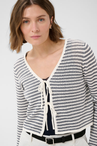 Part Two Rosefina Cotton Cardigan, After Midnight Stripe