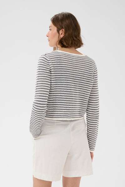 Part Two Rosefina Cotton Cardigan, After Midnight Stripe
