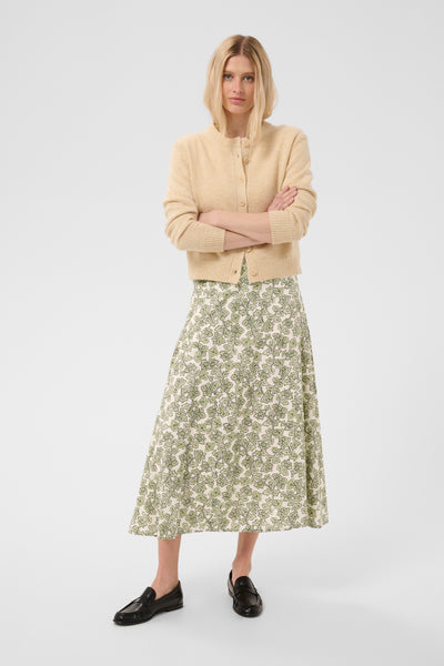 Part Two Donia Skirt, Dark Navy Leaf
