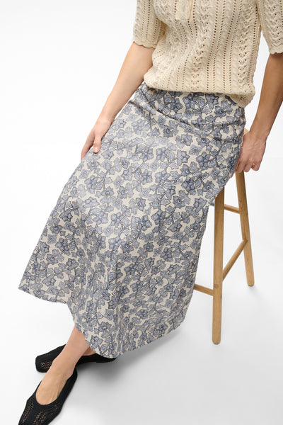 PART TWO Donia Skirt, Dark Navy Leaf