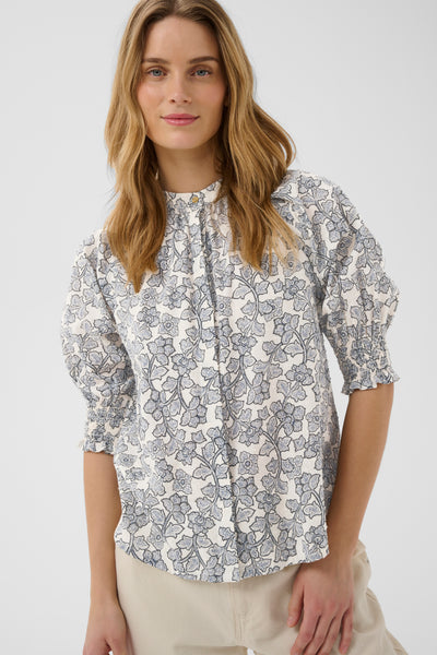 Part Two Almeras Blouse, Dark Navy Leaf Print